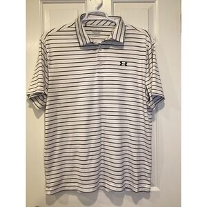 Under Armour The Playoff Polo Shirt Mens XL Extra Large Black White Stripes